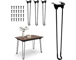 Poten, inklapbaar, opvouwbare salontafelpoten, metalen tafelpoten, meubelpoten met rubberen voetjes en montageschroeven voor meubels, salontafel en bijzettafel (45 cm