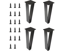 Poten, salontafel poten metalen meubelpoten, haarspeldpoten voor ontbijt bar stoel eettafels bank voeten bank been (zwart, 20 cm)