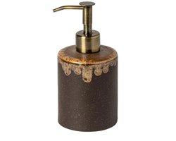 Poterie servies op vintage culinair Frans aardewerk geïnspireerd bruin geglazuurde zeeppomp