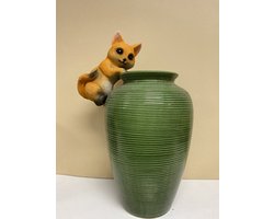 Pothanger vos - polyresin - oranje - hoogte16x8x5cm - voor binnen of buiten - Woonaccessoires