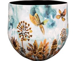 Potje Fresia fresh D9 H7 - Metaal & Epoxy - Exclusieve woonitems voor binnen - Handgemaakt - Unieke print - Designed by Lammie