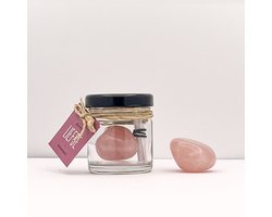 Potje Liefde - edelsteen Rozenkwarts (edelstenen, mineralen, kristal, cadeau, liefde, geluksbrenger, voor hem, voor haar, kerst, sinterklaas)