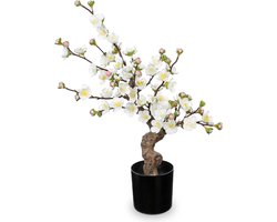 Potted Prunus Mume - Kunstbloemen - Witte Decoratie - Kunstplanten voor Kantoor en Thuis