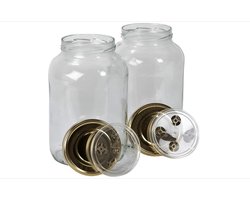 Potten met deksel - 4,25 liter fermentatiepot voor het maken van kombucha, kimchi, kefir - fles met brede opening voor inmaken, fermentatie - (2 GLAZEN MET 4,25 LITER)