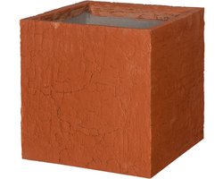 Pottery Pots bloembak voor binnen en buiten - terra kleur - fiberstone vierkant 50 cm plantenbak bloempot plantenpot