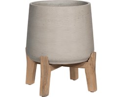 Pottery Pots - Bloempot - Patt Feet Low Grey Washed - Grijs/Beige - D 28 cm H 29 cm - Plantopening 18 cm