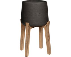 Pottery Pots - Bloempot Patt XL (Feet High), Grey Washed - ⌀30.5cm x H43.5cm - Indoor en Outdoor - Zwart