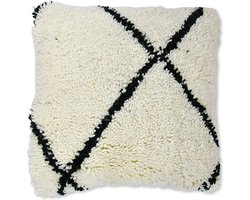 Poufs&Pillows - Fluffy beni ouarain kussen - handgeweven uit natuurlijk wol - vierkant 40x40 cm