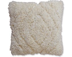 Poufs&Pillows - Fluffy wit kussen - Handgemaakt - vervaardigd uit wol - 40x40 cm