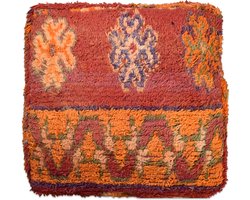 Poufs&Pillows Marokkaans beni ouarain vloerkussen - Uniek en handgemaakt - 60x60x20 CM - Gevuld geleverd - Kleurrijk palletkussen k1649