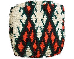Poufs&Pillows Marokkaans kelim vloerkussen - Uniek en handgemaakt - 60x60x20 CM - Gevuld geleverd - Kleurrijk palletkussen - K372