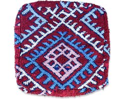 Poufs&Pillows Marokkaans kelim vloerkussen - Uniek en handgemaakt - 60x60x20 CM - Gevuld geleverd - Kleurrijk palletkussen k915