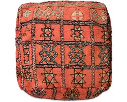 Poufs&Pillows Marokkaans poef vloerkussen - Uniek en handgemaakt - 60x60x20 CM - Gevuld geleverd - Kleurrijk palletkussen k1051