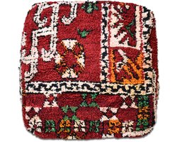 Poufs&Pillows Marokkaans vloerpoef - Handgemaakte kussen - handgeweven unieke kelim uit wol - Gevuld geleverd k1034