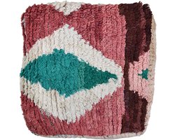 Poufs&Pillows Marokkaans vloerpoef - Handgemaakte kussen - handgeweven unieke kelim uit wol - Gevuld geleverd k1695