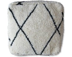 Poufs&Pillows - Vloerkussen Beni Ourain (Fluffy) - Stoffen poef 60x60x20cm - Gevuld geleverd - Handgemaakt in Marokko - Ideaal voor woon-, slaap- en kinderkamer.