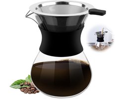 Pour Over Koffiepot - Koffiedripper - Handmatige Druppelkoffiezetpot Met Dubbele Filtratie En Gegradeerde Schaal - 1 Stuk - Transparant