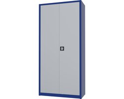 Povag Archiefkast met slot - Kantoorkast metaal - Opbergkast - 195x92x42 cm - Blauw/grijs