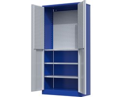 Povag Gereedschapskast - Met gereedschapsborden en cilinderslot - 200x100x45 cm - Blauw/grijs