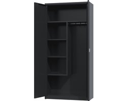 Povag Opbergkast - Bezemkast - Kledingkast - 195x92x42 cm - Zwart