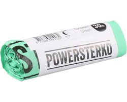 PowerSterko Afvalzak - Bioplastic o.b.v. Zetmeelblend - 30l - 50x60cm - 15my - groen