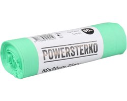 PowerSterko Afvalzak - Bioplastic o.b.v. Zetmeelblend - 60l - 60x80cm - 25my - groen - 24 rol
