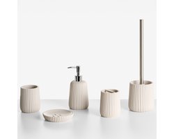 POZUZO - Badkameraccessoireset - Beige - Polyresin