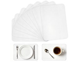 PP Schrijfmat - Set van 8 - 43*28 cm - Transparante onderlegger - Bureaubeschermer - Eetmat - Kindertafelmat - Tafelmat - Plastic placemat - Houdt tafelkleed schoon - Wasbaar - Hittebestendig - Geschikt voor restaurants - Transparant witte placemat
