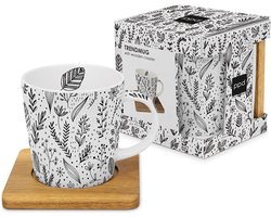 PPD Mok Leaflet wit met houten schotel