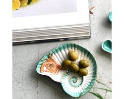 Prachtig Serveer Schaaltje Schelp en Krab - Coral - Snack Schaal - Groen - Goud - Sieradenschaaltje - Zeepschaaltje - Zeepbakje - House of Disaster - Sieraden Opberger - Snuisterijen Schaaltje - Sea - Zee Thema - By the Sea - Cadeauverpakking