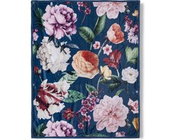 Prachtig velvet plaid Faylinn blauw - 130x160 - voelt extra zacht en fijn aan - uniek ontwerp - voegt kleur aan de kamer - te gebruiken als deken, sprei en woonaccessoire