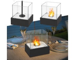 Prachtige Bio-Ethanol Tafelhaard voor Binnen en Buiten - Modern Tafelvuur met Decoratieve Stenen en Glas