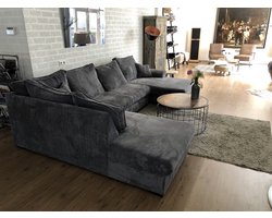 Prachtige forse nieuwe ribstoffen U-lounge hoekbank model