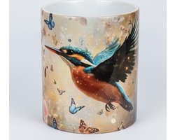 Prachtige ijsvogel mok in een abstracte schilderachtige stijl - Keramiek - 330 ml - Vogelmok