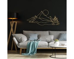 Prachtige metalen bergen wanddecoratie met 3D effect! 50 x 23 cm Goud
