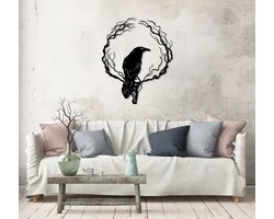 Prachtige metalen raven wanddecoratie met 3D effect! 40 x 32 cm Zwart
