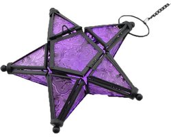 Prachtige paarse ster glas votive theelichthouder - opknoping verlichting lantaarn voor bruiloft en verjaardagsfeestjes