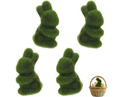 Prachtige Paasdecoratie - Fluwelen Konijn, Keramische Paasei en Porseleinen Konijn, Perfect voor Tafel en Raam Versiering, Binnen en Buiten Gebruik