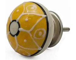 Prachtige RiaD deurknop keramiek geel met schroef voor kast - DIY - kastknop- Meubelknop - Deurknoppen voor kasten - Meubelbeslag - Deurknopjes - Meubelknoppen