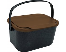 Practic Mini Bini - Bioafvalbak - inhoud 4,5 liter - Zwart met bruin deksel