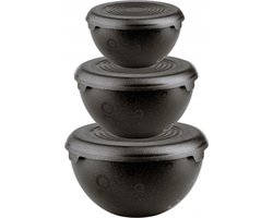 Practic - Set van 3 keukenkommen - Kom - kommenset - kunststof - 1,5l ,3l en 6l - zwart