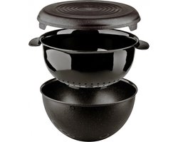 Practic - Set van vergiet, kom en deksel - inhoud 3l - cosmos black - 10072199 - Zwart