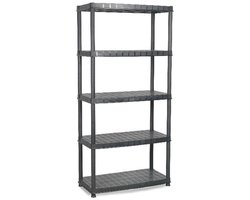 Practo Home plasti rack zwart - 185cm x 91cm x 45cm - plastiek rek met 5 legers