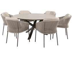 Prado Florence dining tuinset 160xH75 cm rond 7 delig keramiek terre Taste 4SO