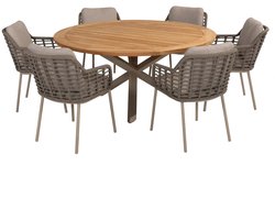 Prado Ø130 cm latte met 4 Puglia stoelen