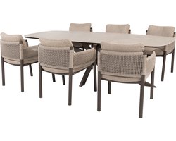 Prado Savanne dining tuinset 240x105xH75 cm 7 delig keramiek terre 4 Seasons Outdoor