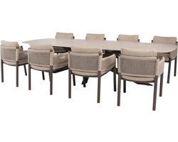 Prado Savanne dining tuinset 300x110xH75 cm 9 delig keramiek terre 4 Seasons Outdoor