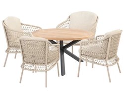 Prado tafel Ø130x75cm met 4 Puccini stoelen