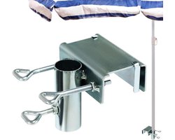Praktische Parasolhouder - Parasolklem - Parasolklem balkon - Metaal - Houder voor Parasol - Railing - Paraplupalen klem - Relingmontage - Parasolhouder- Zilver - Must have voor uw parasol!