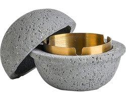 Praktische tafelafvalemmer voor buiten - geurdicht - beton en roestvrij staal - grijs - tafeldecoratie